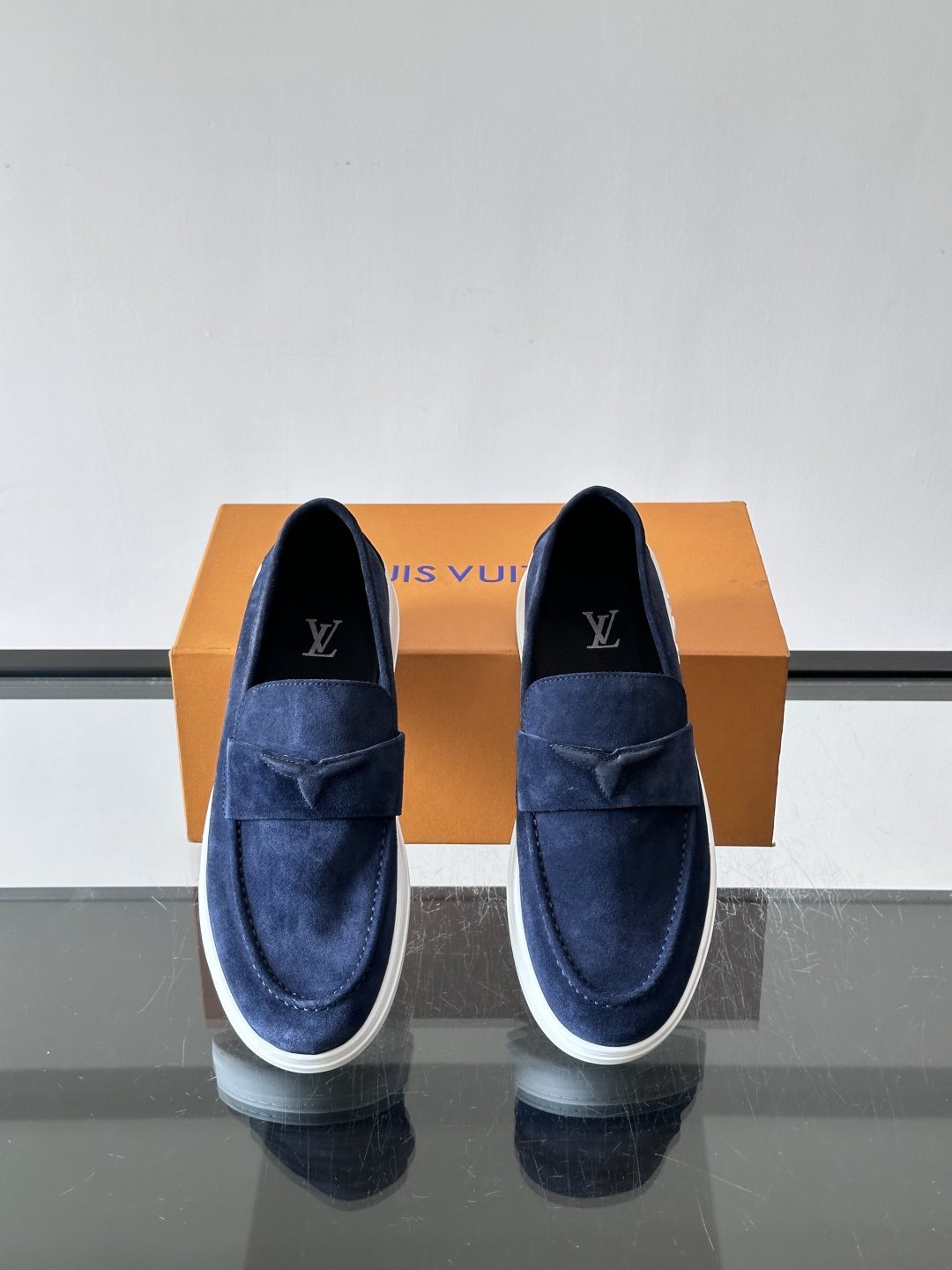 Louis Vuitton Navy Blue Suede Loafers